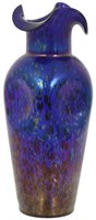 Signed Loetz Lg. Blue Iridescent Art Glass Vase