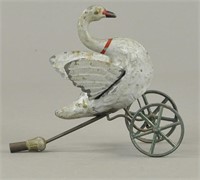 HAND PAINTED SWAN PUSH STICK TOY