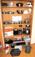 Large kitchen lot includes: Cuisinart coffee maker
