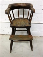 Early Wooden Childrens High Chair