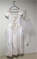 Lot, beaded  wedding dress with train and veil,