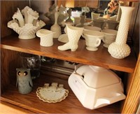 Lot of Fenton hobnail milk glass, including