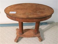 36" Oval double pedestal table with drawer