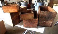 Group of Wood Dynamite Boxes, etc.