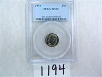 TWO (2) 1973 Roosevelt Dime PCGS Graded MS65