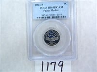 TWO (2) 2004-S Peace Medal Nickel, PCGS Graded PR6