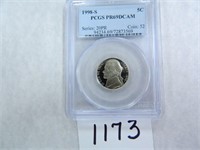 1998-S Five Cents PCGS Graded PR69 DC