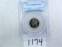 1999-S Five Cents PCGS Graded PR69 DC