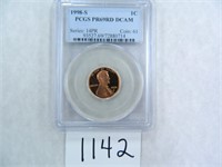 1998-S One Cent PCGS graded PR69 RD DC