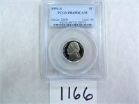 1991-S Five Cents PCGS Graded PR69 DC