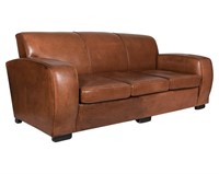French Modernist Deco Leather Sofa