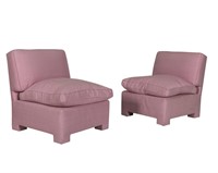 Milo Baughman Style Slipper Chairs