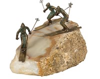 Curtis Jere Bronze Downhill Skiers - Signed