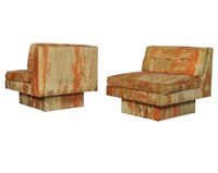 Pair Milo Baughman Tie Dye Chairs