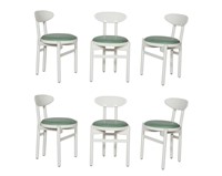 Six Pozzi White Lacquer Chairs - Signed