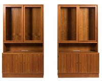 Pair Danish Teak Two Part Bookcase