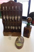 Wooden Spoon Cabinet w/Spoons