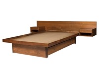 Danish Platform Bed with Attached Nightstands