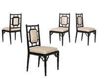 Four Faux Bamboo Dining Chairs