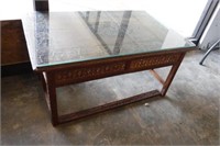 Ornate Coffee Table w/Glass Top