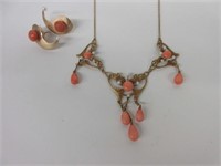 10K Gold Ladies Evening Necklace & Earring Set