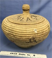 13" Eskimo basket with a State of Alaska design, v