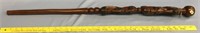 African wooden walking stick, with 4 carved out fa