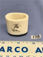 Ivory and baleen cup 1.5" tall, scrimmed with 3 se