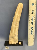 Relief carved fossilized ivory eagle, approx. 8 3/