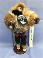 14" handmade Alaskan native doll, with tanned leat