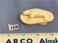 2.25" Walrus ivory seal on a 2.5" walrus ivory bas