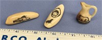 2 Scrimshawed ivory teeth, extremely well done and