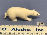 4" Walking polar bear carved from fossilized ivory