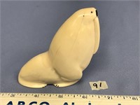 3.5" x 4" Fossilized ivory carving of a walrus