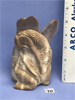 fossilized walrus ivory relief carving of with a w