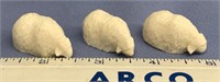 Lot of 3 core ivory carvings of mukluks about 1.5"