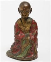 Chinese Enameled Bronze Arhat Figure