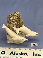 3 1/2" ivory carving of a pair of bowhead whales b