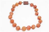 Chinese Carnelian Carved-Bead Choker Necklace