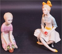 Two Cybis figurines of young girls: