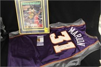 2pc Marion signed Jersey w/ JSA & James Worthy