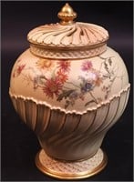 A Royal Worcester rose petal jar with