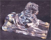 A crystal Egyptian Sphinx paperweight marked