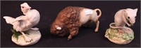 Three Cybis figurines including field mouse,