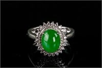 Burma Green Jadeite Ring with Gemstones