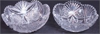 Two non-matching 8" diameter cut glass bowls