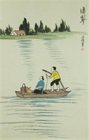Watercolour on Paper Scroll Feng Zikai 1898-1975