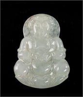 Chinese White Hardstone Carved Guanyin Pendant