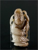 Chinese Russet Jade Carved Beauty Toggle