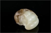 Chinese White and Russet Hardstone Lotus Toggle